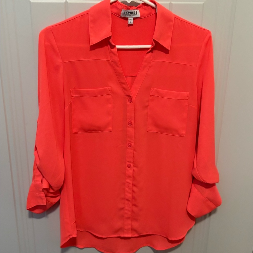 Express Women's Bright Coral Button Down Shirt
